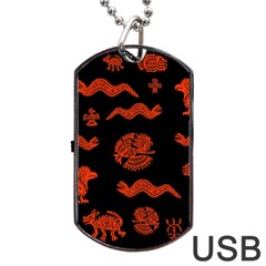 Aztecs Pattern Dog Tag Usb Flash (two Sides) by ValentinaDesign