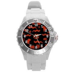 Aztecs Pattern Round Plastic Sport Watch (l) by ValentinaDesign