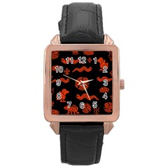 Aztecs Pattern Rose Gold Leather Watch  by ValentinaDesign