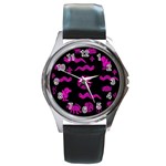 Aztecs pattern Round Metal Watch Front