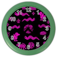 Aztecs Pattern Color Wall Clocks by ValentinaDesign