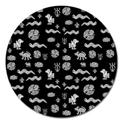 Aztecs Pattern Magnet 5  (round) by ValentinaDesign