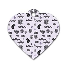 Aztecs Pattern Dog Tag Heart (one Side) by ValentinaDesign