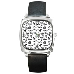 Aztecs Pattern Square Metal Watch by ValentinaDesign