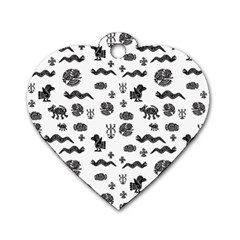 Aztecs Pattern Dog Tag Heart (two Sides) by ValentinaDesign