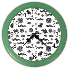 Aztecs Pattern Color Wall Clocks by ValentinaDesign