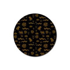 Aztecs Pattern Rubber Round Coaster (4 Pack)  by ValentinaDesign