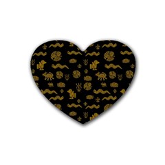 Aztecs Pattern Rubber Coaster (heart)  by ValentinaDesign