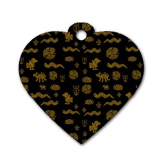 Aztecs Pattern Dog Tag Heart (one Side) by ValentinaDesign