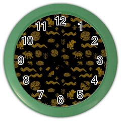 Aztecs Pattern Color Wall Clocks by ValentinaDesign