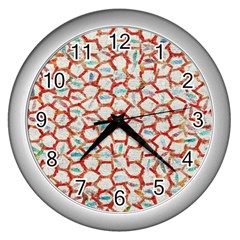 Honeycomb Pattern             Wall Clock (silver) by LalyLauraFLM