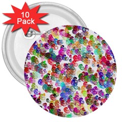 Colorful Spirals On A White Background             3  Button (10 Pack) by LalyLauraFLM