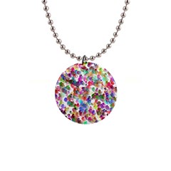 Colorful Spirals On A White Background             1  Button Necklace