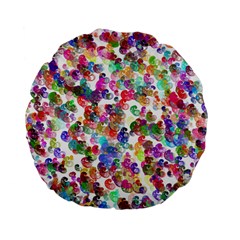 Colorful Spirals On A White Background       Standard 15  Premium Flano Round Cushion by LalyLauraFLM