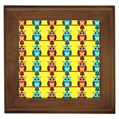 Owls Pattern            Framed Tile by LalyLauraFLM