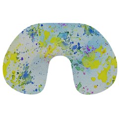 Watercolors Splashes              Travel Neck Pillow by LalyLauraFLM