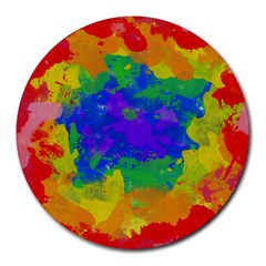 Colorful Paint Texture           Round Mousepad by LalyLauraFLM