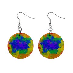 Colorful Paint Texture           1  Button Earrings