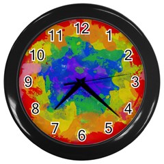 Colorful Paint Texture           Wall Clock (black) by LalyLauraFLM