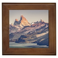 Fitz Roy And Poincenot Mountains Lake View   Patagonia Framed Tiles by dflcprints