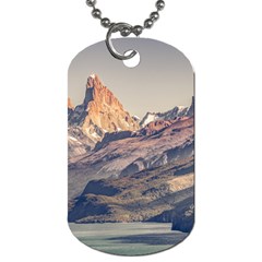 Fitz Roy And Poincenot Mountains Lake View   Patagonia Dog Tag (one Side) by dflcprints