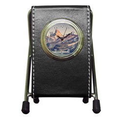 Fitz Roy And Poincenot Mountains Lake View   Patagonia Pen Holder Desk Clocks by dflcprints