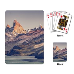 Fitz Roy And Poincenot Mountains Lake View   Patagonia Playing Card by dflcprints