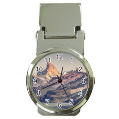 Fitz Roy And Poincenot Mountains Lake View   Patagonia Money Clip Watches by dflcprints