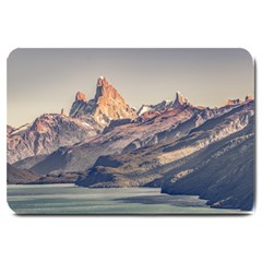 Fitz Roy And Poincenot Mountains Lake View   Patagonia Large Doormat  by dflcprints