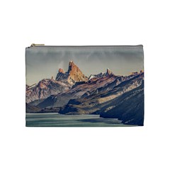 Fitz Roy And Poincenot Mountains Lake View   Patagonia Cosmetic Bag (medium)  by dflcprints