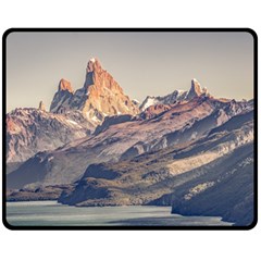 Fitz Roy And Poincenot Mountains Lake View   Patagonia Fleece Blanket (medium)  by dflcprints