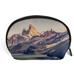 Fitz Roy And Poincenot Mountains Lake View   Patagonia Accessory Pouches (large)  by dflcprints