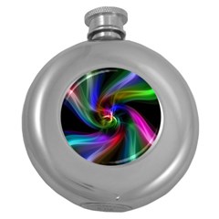 Abstract Art Color Design Lines Round Hip Flask (5 Oz) by Nexatart