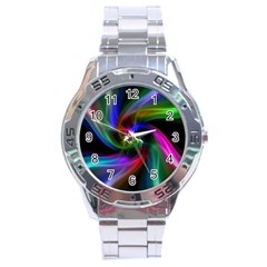 Abstract Art Color Design Lines Stainless Steel Analogue Watch by Nexatart