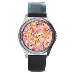 Pretty Painted Pattern Pastel Round Metal Watch by Nexatart