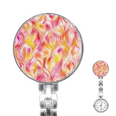 Pretty Painted Pattern Pastel Stainless Steel Nurses Watch by Nexatart