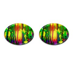 Abstract Vibrant Colour Botany Cufflinks (oval) by Nexatart