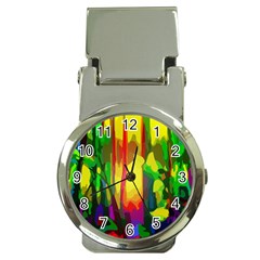 Abstract Vibrant Colour Botany Money Clip Watches by Nexatart