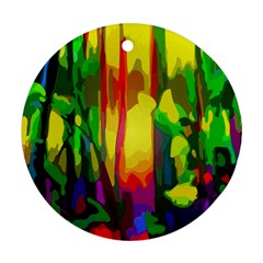 Abstract Vibrant Colour Botany Round Ornament (two Sides)