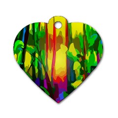 Abstract Vibrant Colour Botany Dog Tag Heart (two Sides) by Nexatart