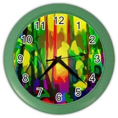 Abstract Vibrant Colour Botany Color Wall Clocks by Nexatart