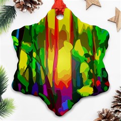 Abstract Vibrant Colour Botany Snowflake Ornament (two Sides) by Nexatart