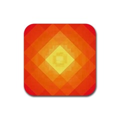 Pattern Retired Background Orange Rubber Coaster (square)  by Nexatart