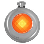 Pattern Retired Background Orange Round Hip Flask (5 oz) Front