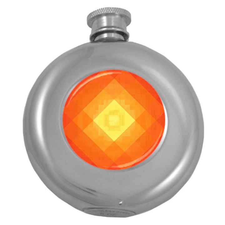 Pattern Retired Background Orange Round Hip Flask (5 oz)