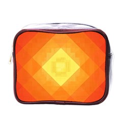 Pattern Retired Background Orange Mini Toiletries Bags by Nexatart