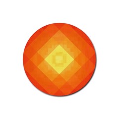 Pattern Retired Background Orange Rubber Coaster (round)  by Nexatart