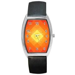 Pattern Retired Background Orange Barrel Style Metal Watch