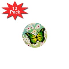 Green Butterfly 1  Mini Buttons (10 Pack)  by linceazul