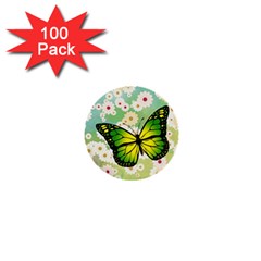 Green Butterfly 1  Mini Buttons (100 Pack)  by linceazul